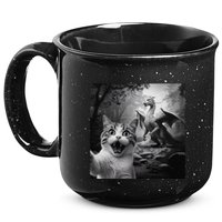 Funny Surprised Scared Cat Selfie With Dragon 15oz Campfire Ceramic Mug