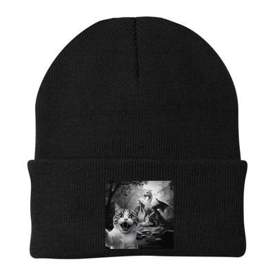 Funny Surprised Scared Cat Selfie With Dragon Beanie