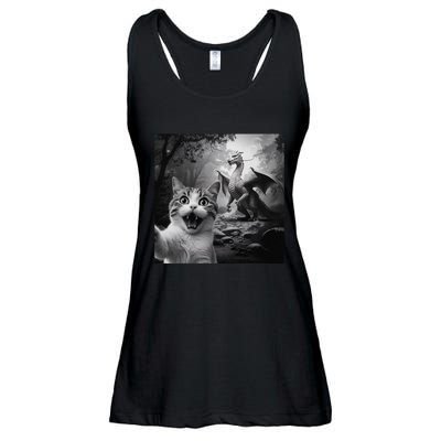 Funny Surprised Scared Cat Selfie With Dragon Ladies Essential Flowy Tank
