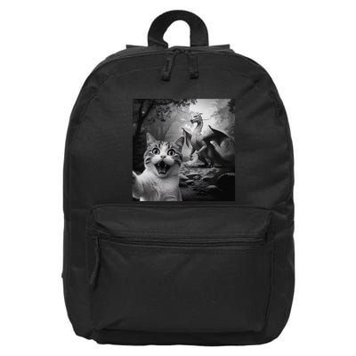 Funny Surprised Scared Cat Selfie With Dragon 16 in Basic Backpack