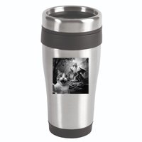 Funny Surprised Scared Cat Selfie With Dragon 16oz Travel Tumbler