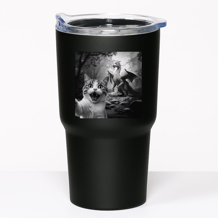Funny Surprised Scared Cat Selfie With Dragon Tumbler