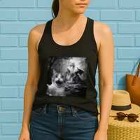 Funny Surprised Scared Cat Selfie With Dragon Womens Tank Top