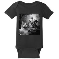 Funny Surprised Scared Cat Selfie With Dragon Baby Bodysuit