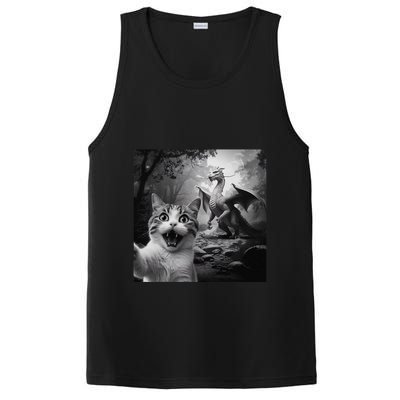 Funny Surprised Scared Cat Selfie With Dragon PosiCharge Competitor Tank