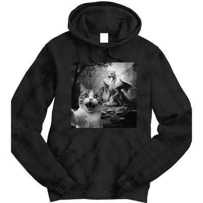 Funny Surprised Scared Cat Selfie With Dragon Tie Dye Hoodie
