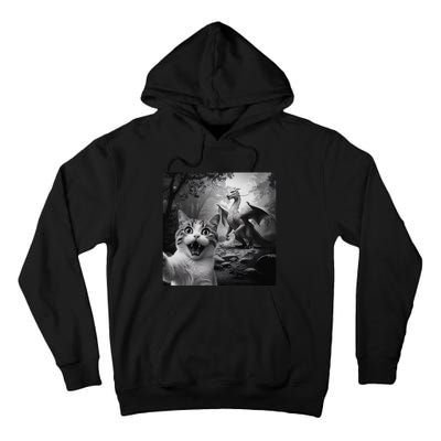 Funny Surprised Scared Cat Selfie With Dragon Tall Hoodie