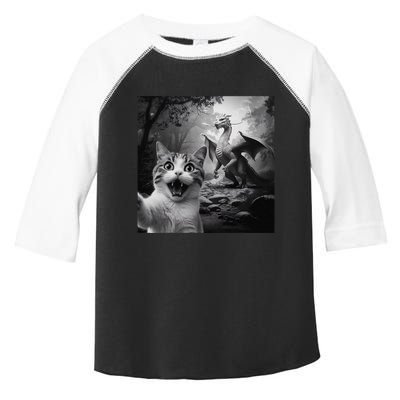 Funny Surprised Scared Cat Selfie With Dragon Toddler Fine Jersey T-Shirt