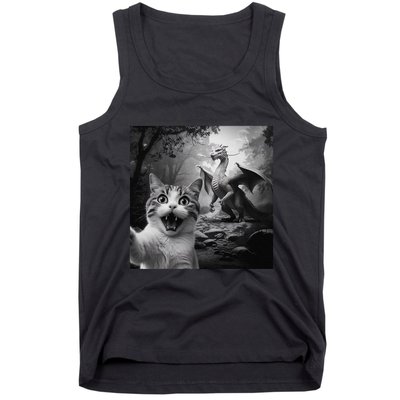 Funny Surprised Scared Cat Selfie With Dragon Tank Top