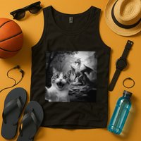 Funny Surprised Scared Cat Selfie With Dragon Tank Top