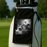 Funny Surprised Scared Cat Selfie With Dragon Golf Towel
