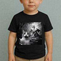 Funny Surprised Scared Cat Selfie With Dragon Toddler T-Shirt