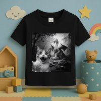 Funny Surprised Scared Cat Selfie With Dragon Toddler T-Shirt