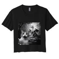 Funny Surprised Scared Cat Selfie With Dragon Crop Top