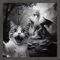 Funny Surprised Scared Cat Selfie With Dragon Vector Backpack