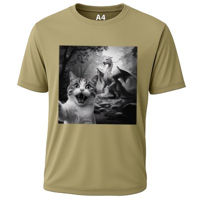 Funny Surprised Scared Cat Selfie With Dragon Performance Shirt