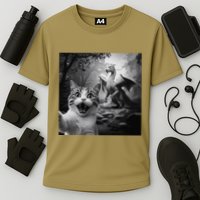 Funny Surprised Scared Cat Selfie With Dragon Performance Shirt