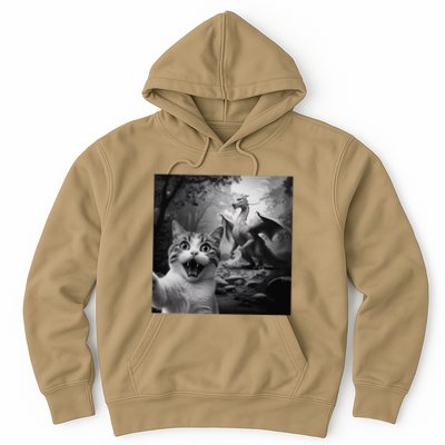 Funny Surprised Scared Cat Selfie With Dragon Hoodie