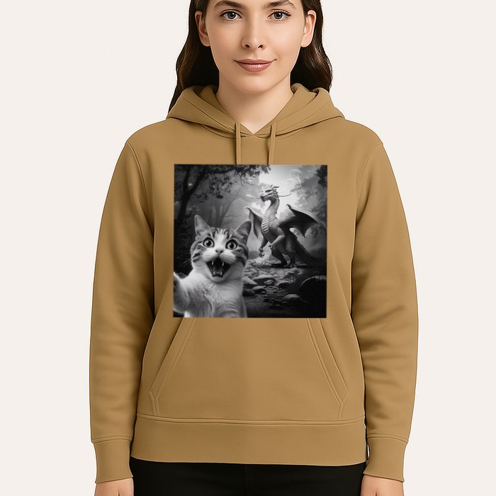 Funny Surprised Scared Cat Selfie With Dragon Hoodie