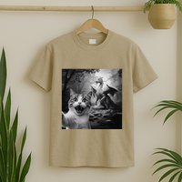 Funny Surprised Scared Cat Selfie With Dragon T-Shirt