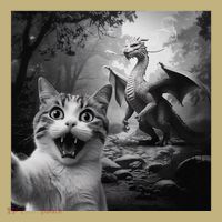 Funny Surprised Scared Cat Selfie With Dragon Sustainable Beanie