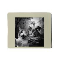 Funny Surprised Scared Cat Selfie With Dragon Mousepad