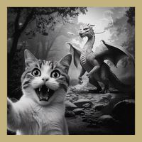 Funny Surprised Scared Cat Selfie With Dragon Mousepad
