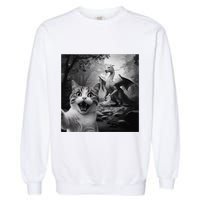 Funny Surprised Scared Cat Selfie With Dragon Garment-Dyed Sweatshirt