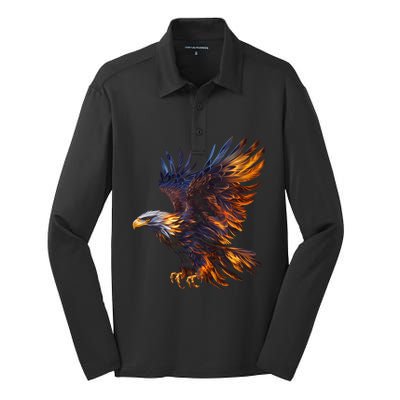 Fiery Steller's Seaeagle Graphic Silk Touch Performance Long Sleeve Polo