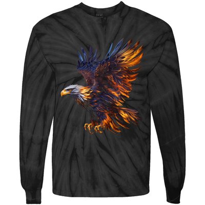 Fiery Steller's Seaeagle Graphic Tie-Dye Long Sleeve Shirt