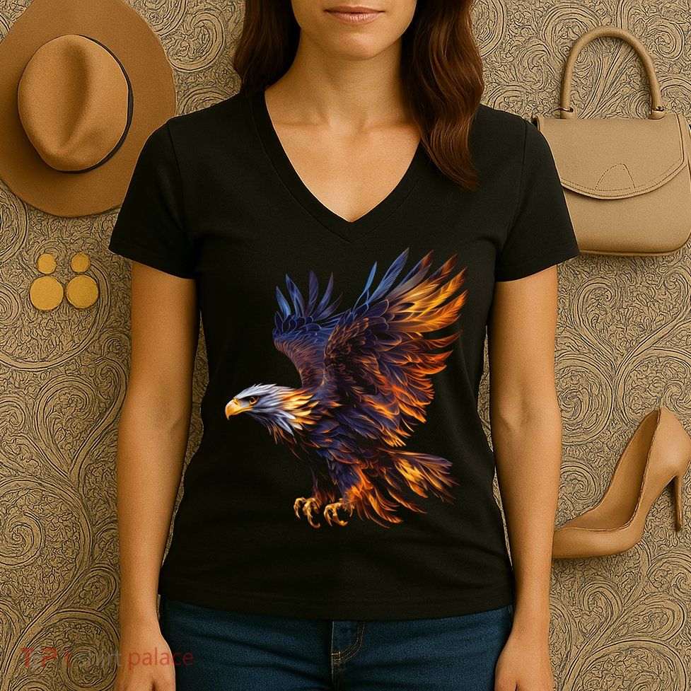 Fiery Steller's Seaeagle Graphic Women's V-Neck T-Shirt