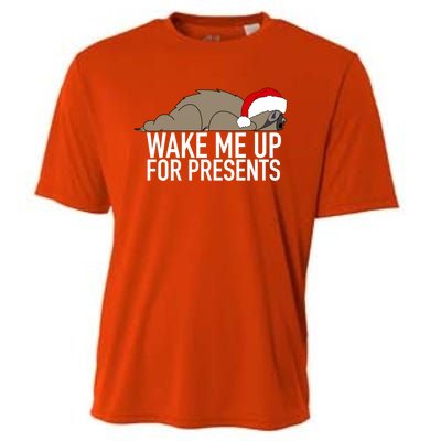 Funny Sleepy Sloth Wake Me Up For Presents Christmas Design Gift Cooling Performance Crew T-Shirt