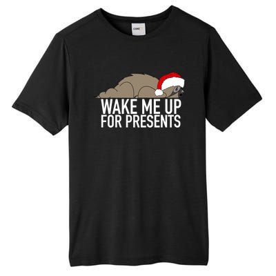 Funny Sleepy Sloth Wake Me Up For Presents Christmas Design Gift Tall Fusion ChromaSoft Performance T-Shirt