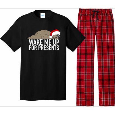 Funny Sleepy Sloth Wake Me Up For Presents Christmas Design Gift Pajama Set