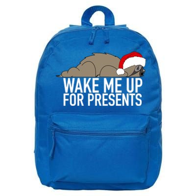 Funny Sleepy Sloth Wake Me Up For Presents Christmas Design Gift 16 in Basic Backpack