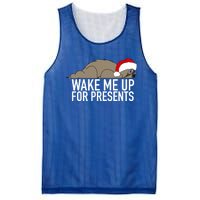 Funny Sleepy Sloth Wake Me Up For Presents Christmas Design Gift Mesh Reversible Basketball Jersey Tank