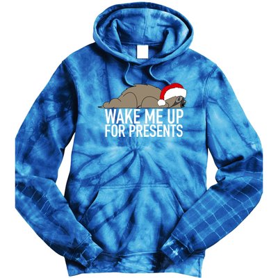 Funny Sleepy Sloth Wake Me Up For Presents Christmas Design Gift Tie Dye Hoodie