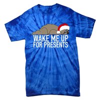 Funny Sleepy Sloth Wake Me Up For Presents Christmas Design Gift Tie-Dye T-Shirt