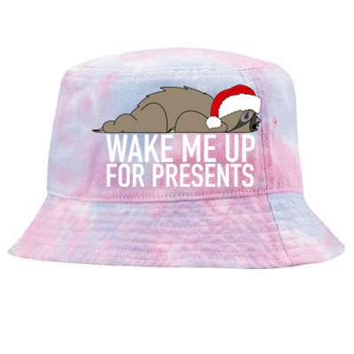 Funny Sleepy Sloth Wake Me Up For Presents Christmas Design Gift Tie-Dyed Bucket Hat