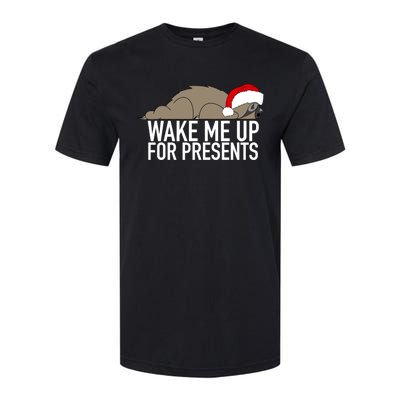 Funny Sleepy Sloth Wake Me Up For Presents Christmas Design Gift Softstyle CVC T-Shirt