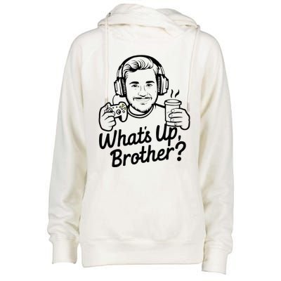 Funny Sketch Streamer Whats Up Brother Radio Womens Funnel Neck Pullover Hood