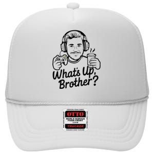 Funny Sketch Streamer Whats Up Brother Radio High Crown Mesh Back Trucker Hat