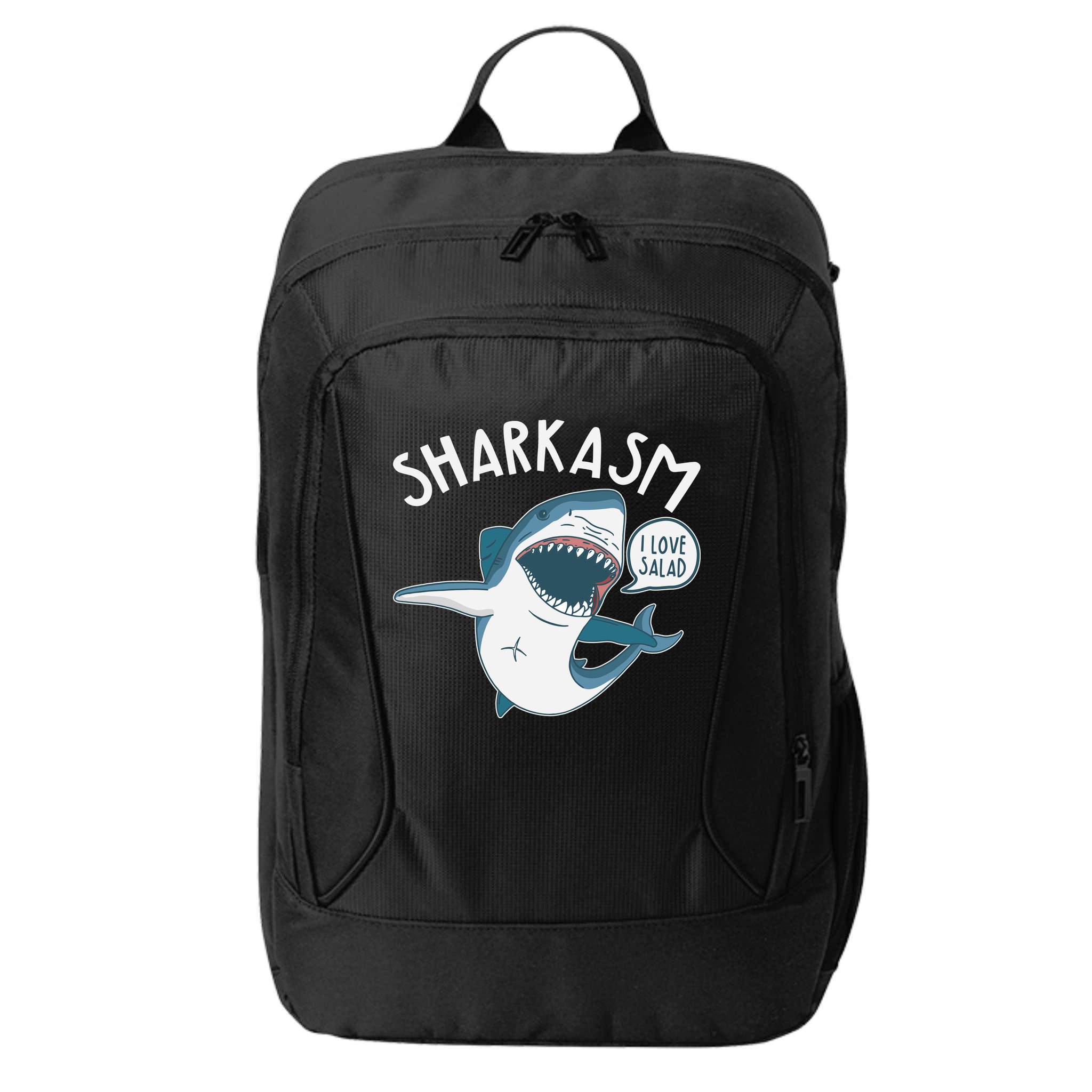 Funny Sharkasm Shark Sarcasm City Backpack
