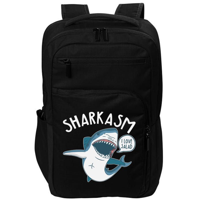 Funny Sharkasm Shark Sarcasm Impact Tech Backpack