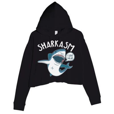 Funny Sharkasm Shark Sarcasm Crop Fleece Hoodie