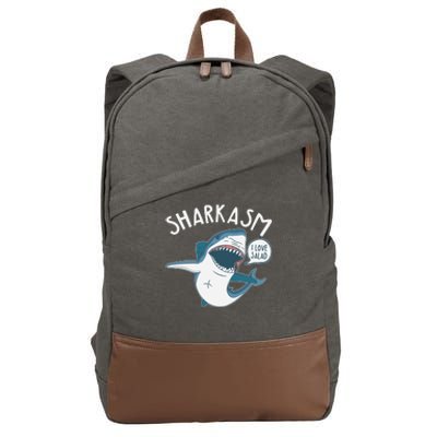 Funny Sharkasm Shark Sarcasm Cotton Canvas Backpack