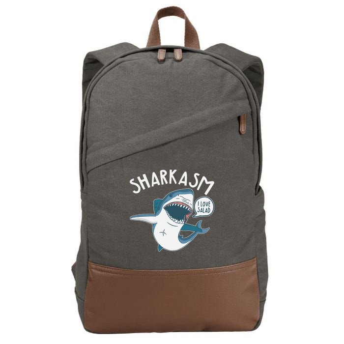 Funny Sharkasm Shark Sarcasm Cotton Canvas Backpack