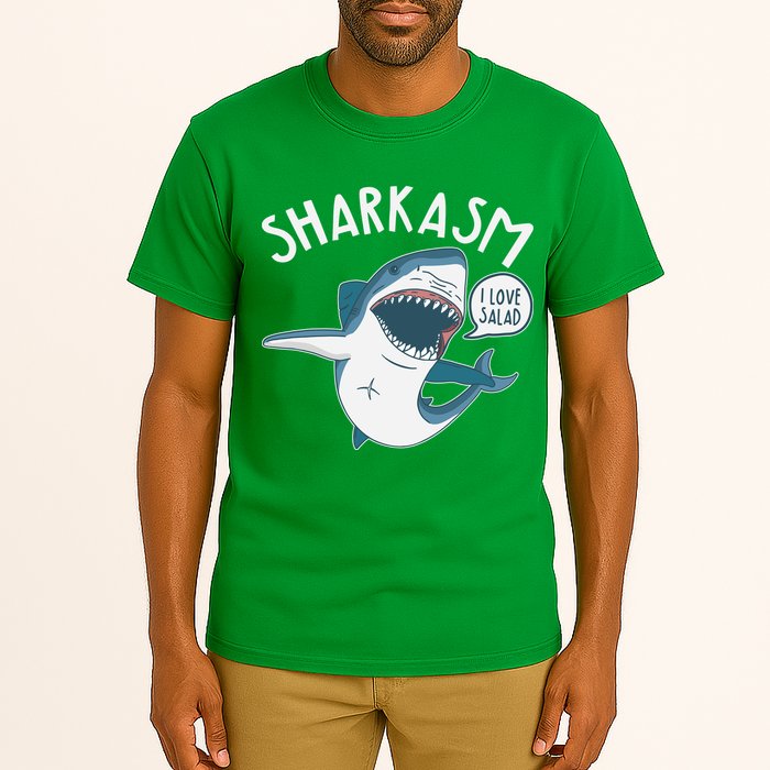 Funny Sharkasm Shark Sarcasm Tall T-Shirt