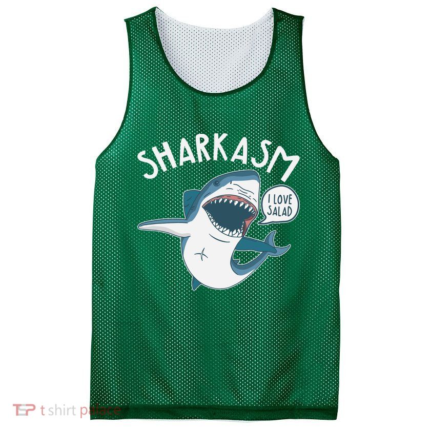 Funny Sharkasm Shark Sarcasm Mesh Reversible Basketball Jersey Tank