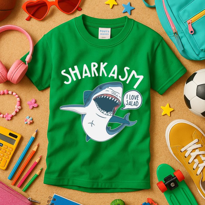 Funny Sharkasm Shark Sarcasm Kids T-Shirt